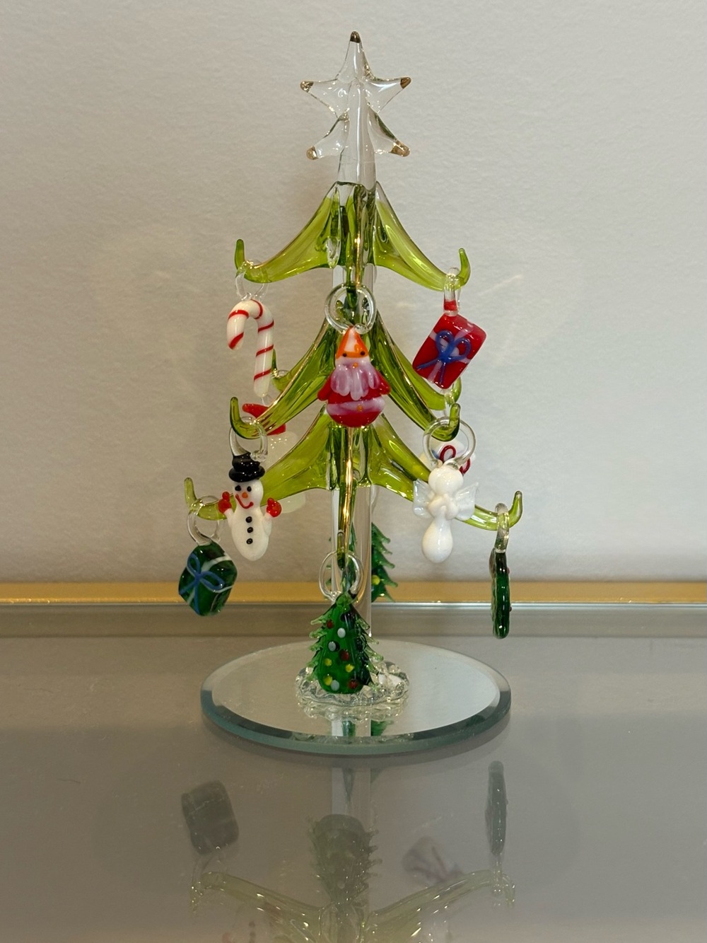 Art Glass Christmas Tree with 12 Mini Ornaments LS Arts | 6” Tall